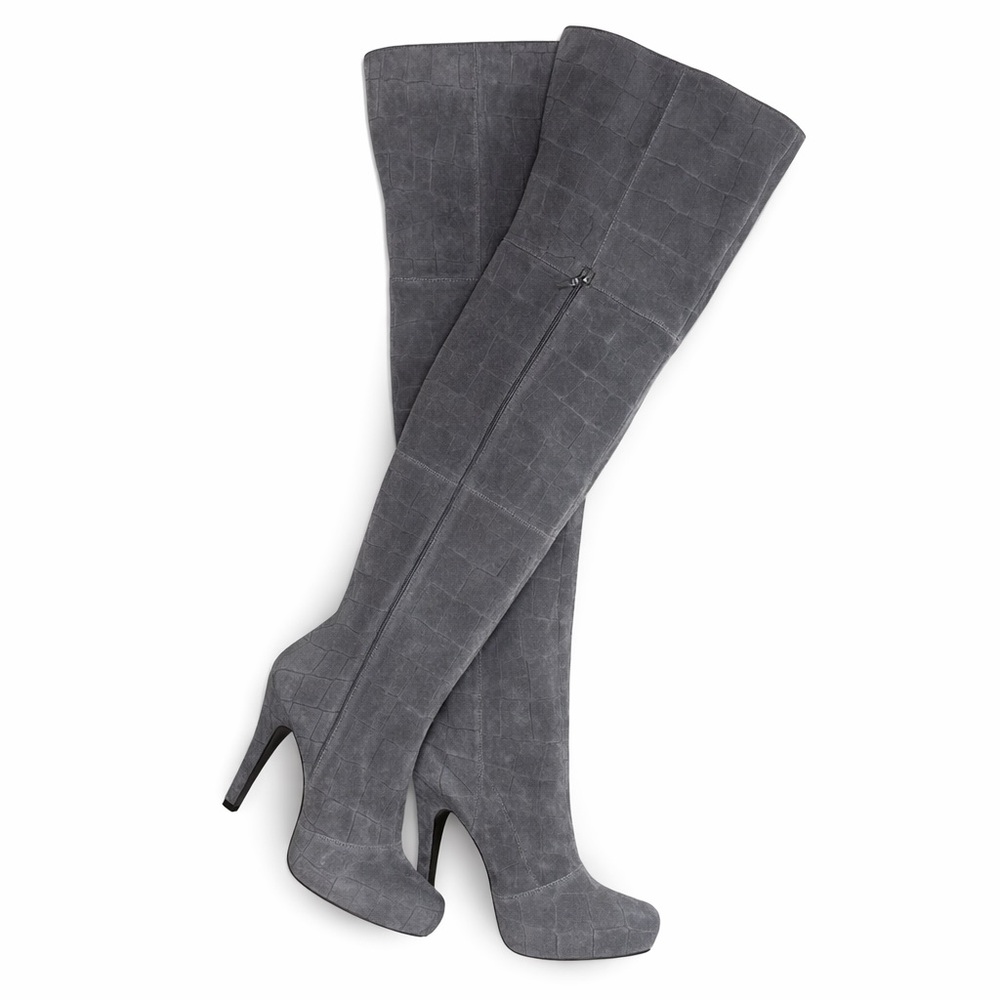 Report Signature Fairfax Over the Knee Boots Gray Suede Size 8